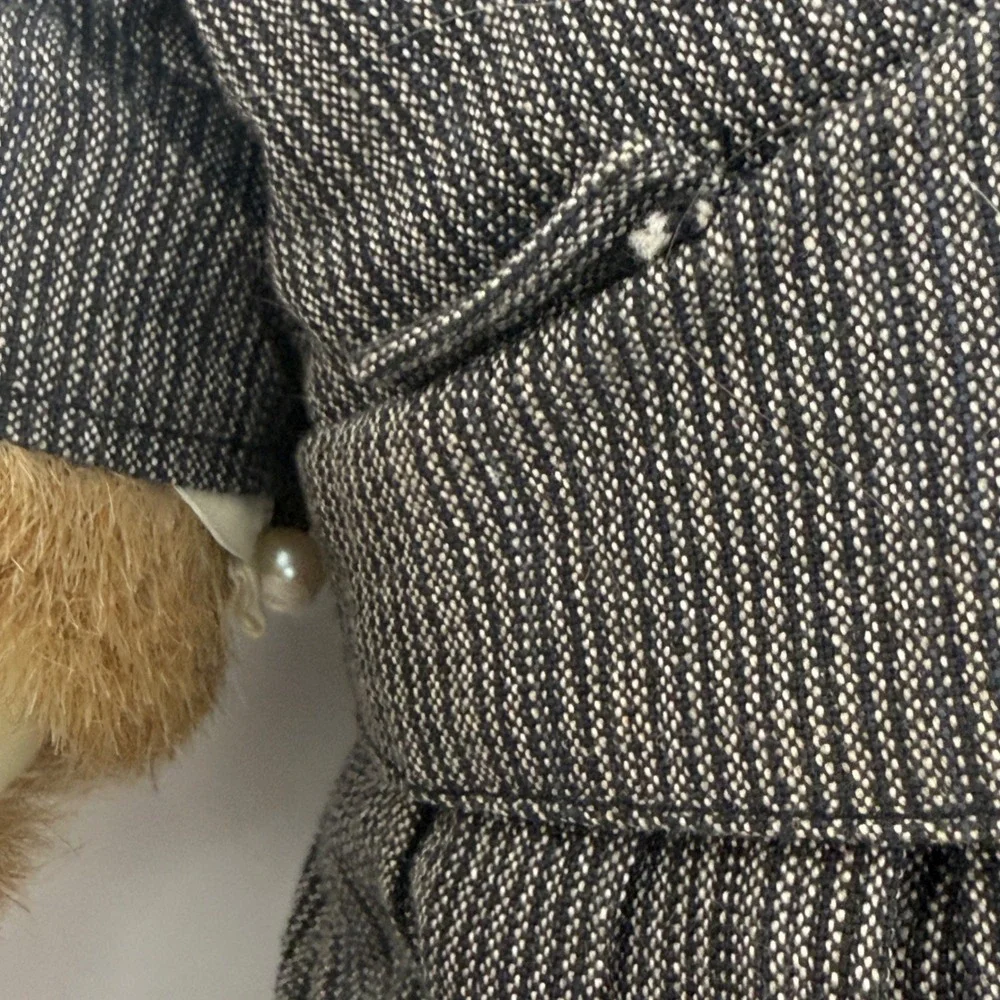 Vintage Plush Teddy Bear in Gray Pinstripe Skirt Suit Professional Career Bear